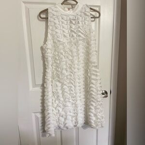 New White Ruffle Sheath Dress